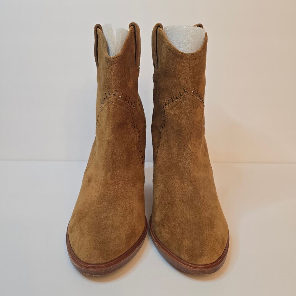 Joie Monte Boots Cognac Tan Suede Leather Size EU 37.5 US 7.5 Studded Western - Picture 2 of 11